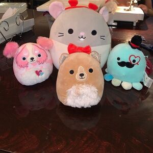 Valentine’s Day Squishmallows Bundle 4 Rusty Rat Greta Bear Magnis Dog Eiko Octo